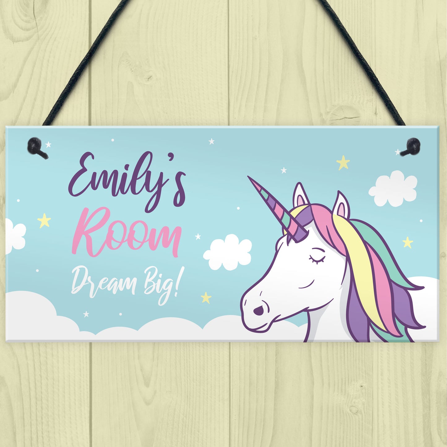 Girls Personalised Unicorn Bedroom Door Sign Birthday Christmas
