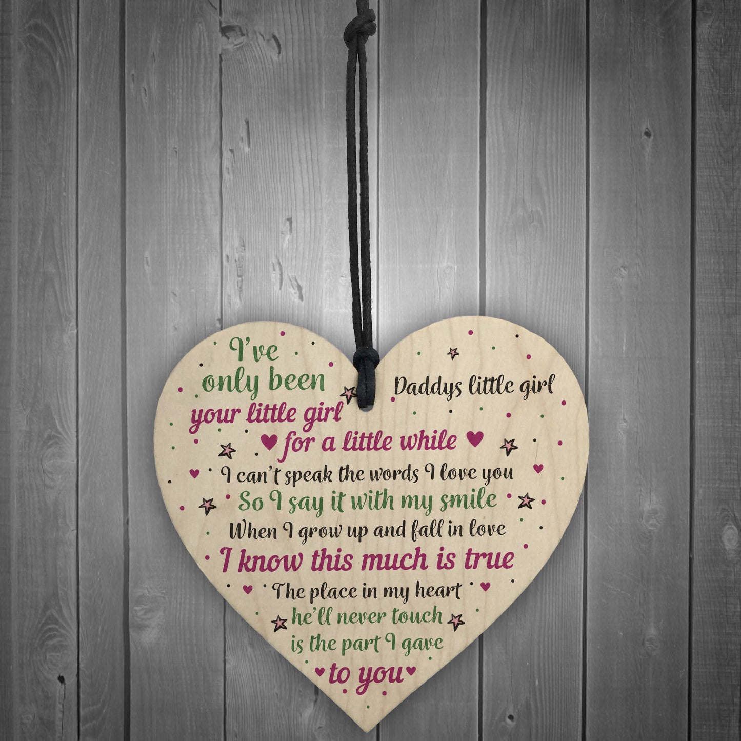 Daddy's Litlle Girl Heart FATHERS DAY Christmas Birthday Gifts