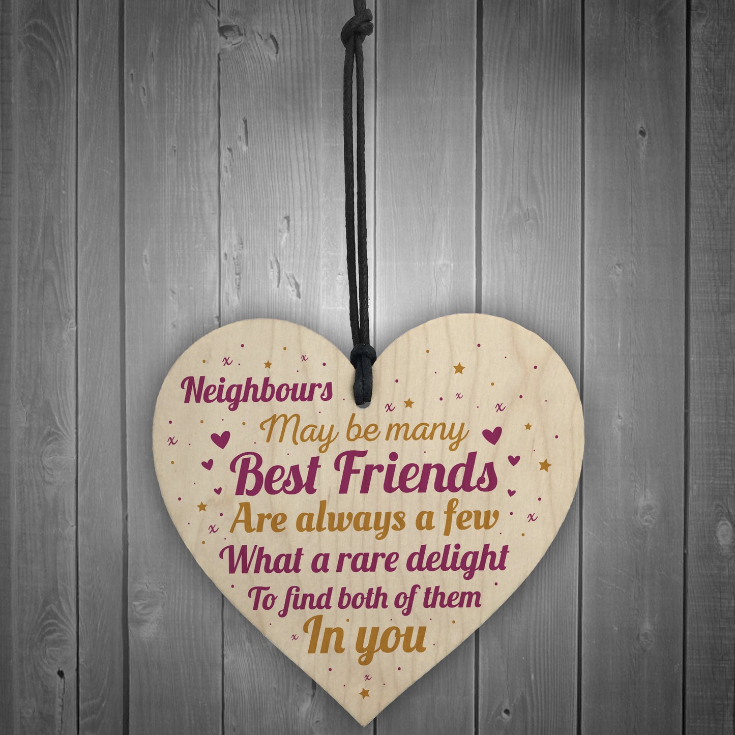Neighbour Friendship Gift Handmade Wooden Heart Best Friend Sign