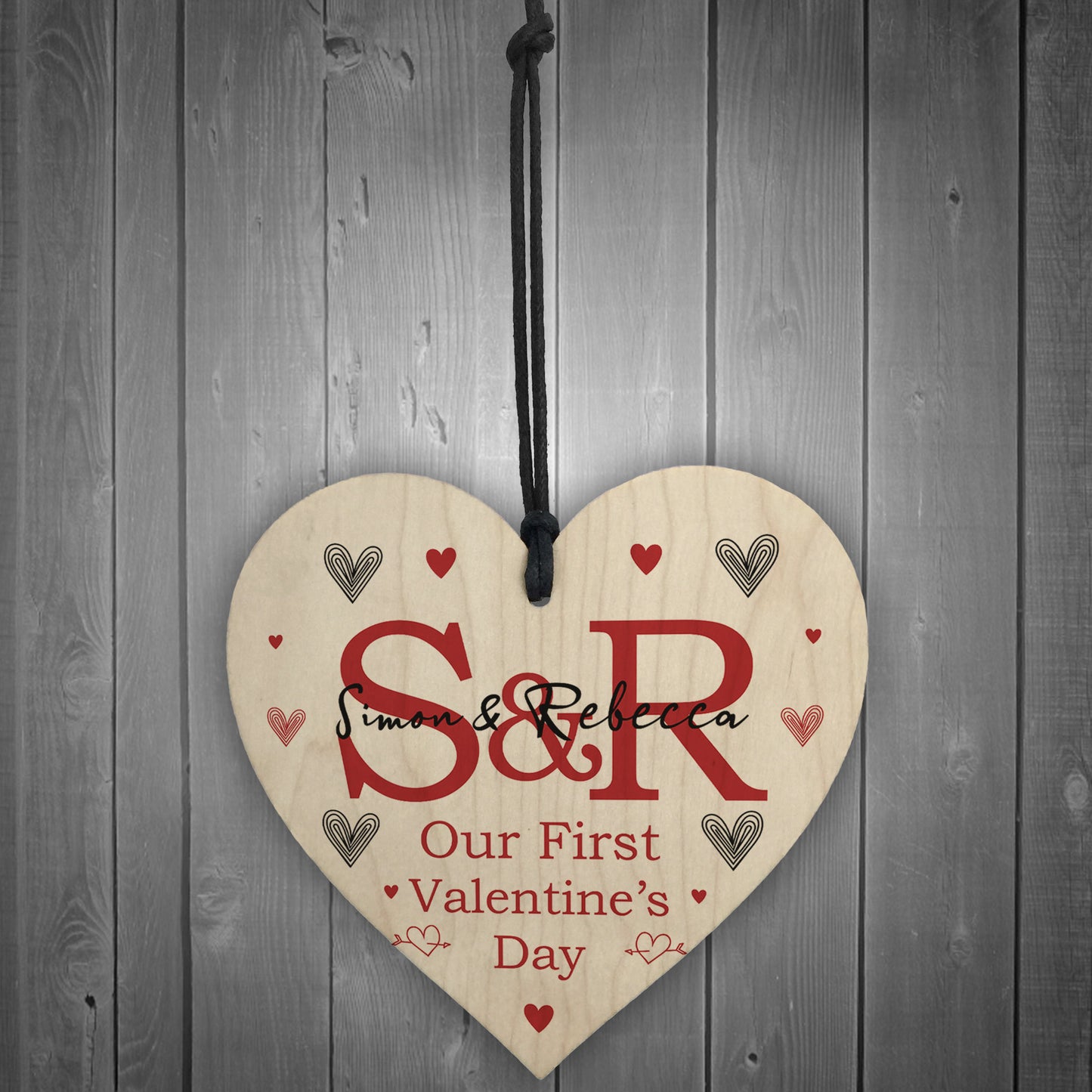 Our First Valentines Day Gift Wood Heart Personalised Boyfriend