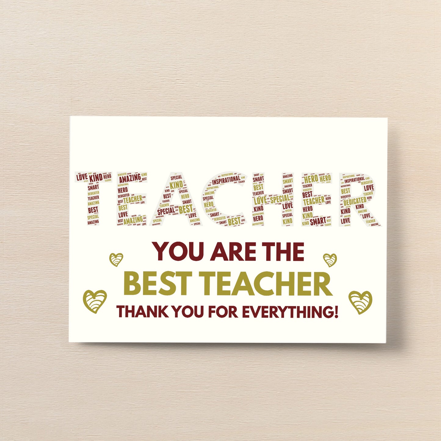 Best Teacher Gift Word Art Print Thank You School Nursery Gift
