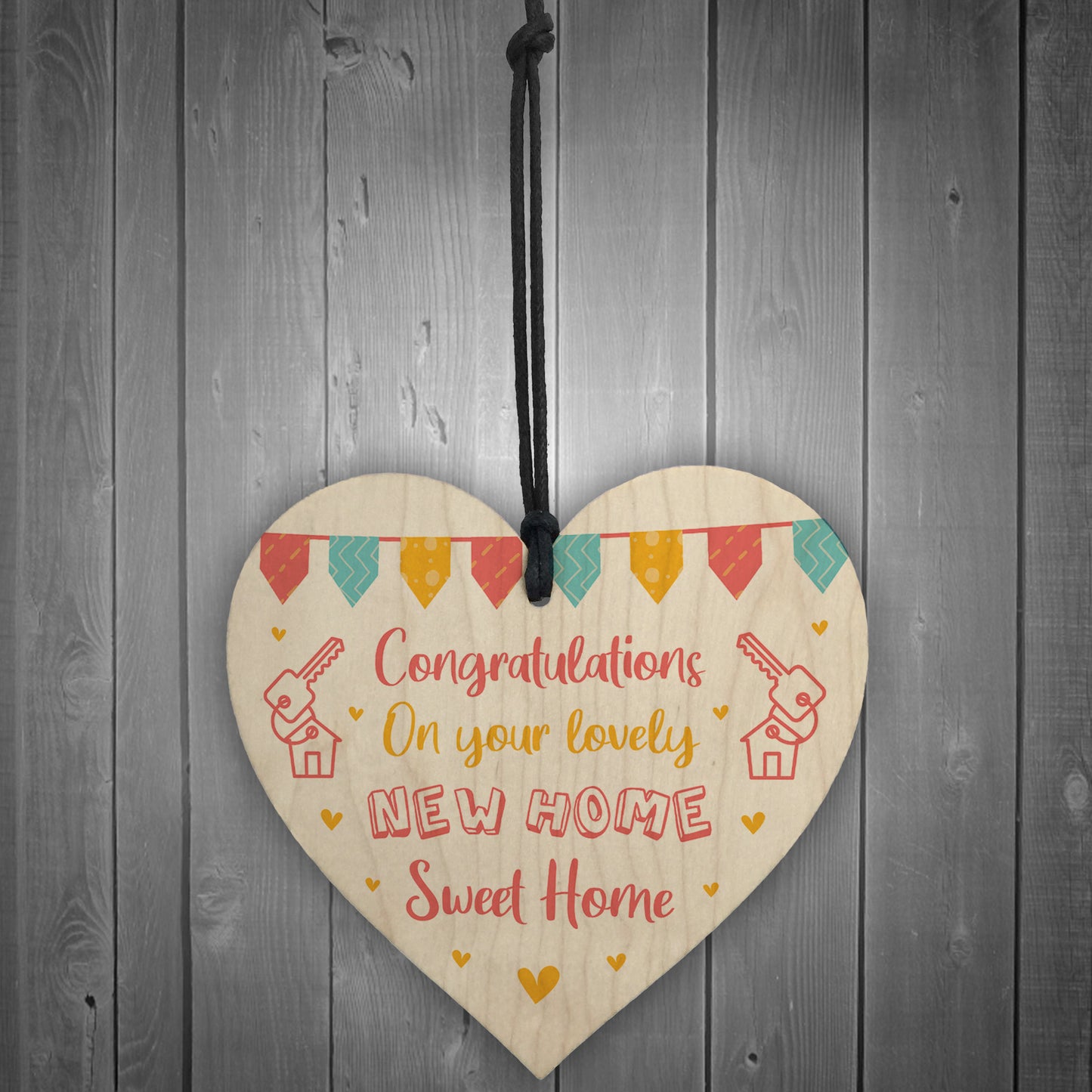 New House Warming Gift Wooden Heart New Home Congratulations