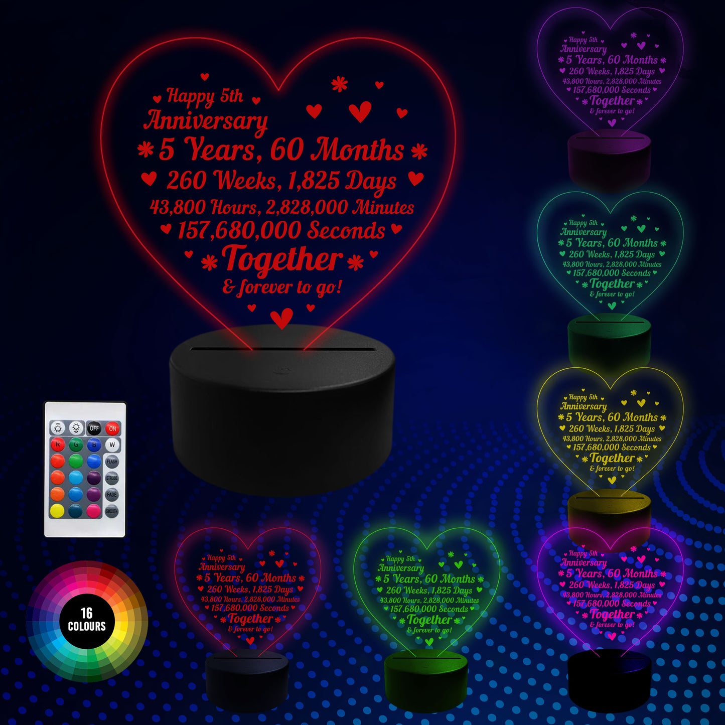 5th Wedding Anniversary Gifts for Her Him NEON LED Lamp