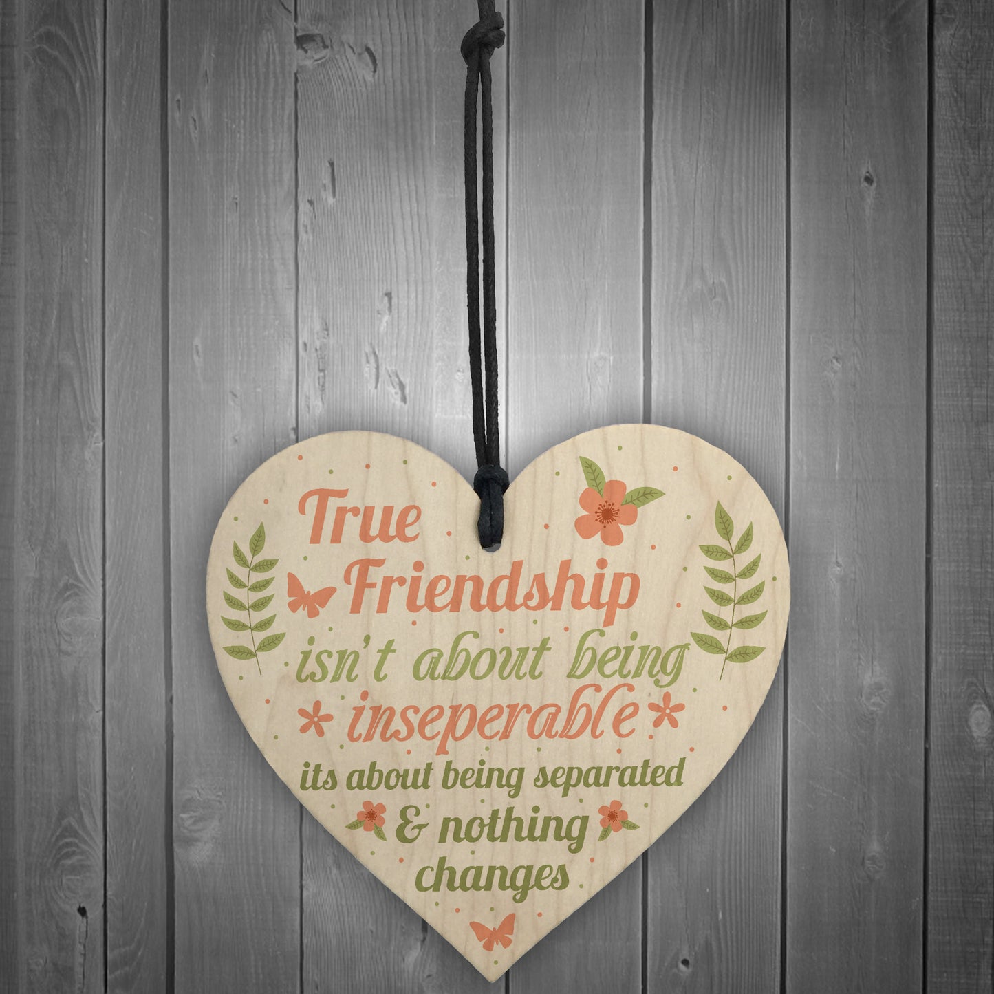 True Friendship Gift Best Friend Sign Handmade Wood Heart Plaque