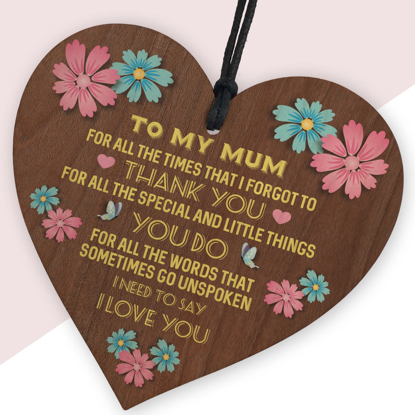 Mothers Day Gift Hanging Wood Sign For Mum Mummy Heart Sign