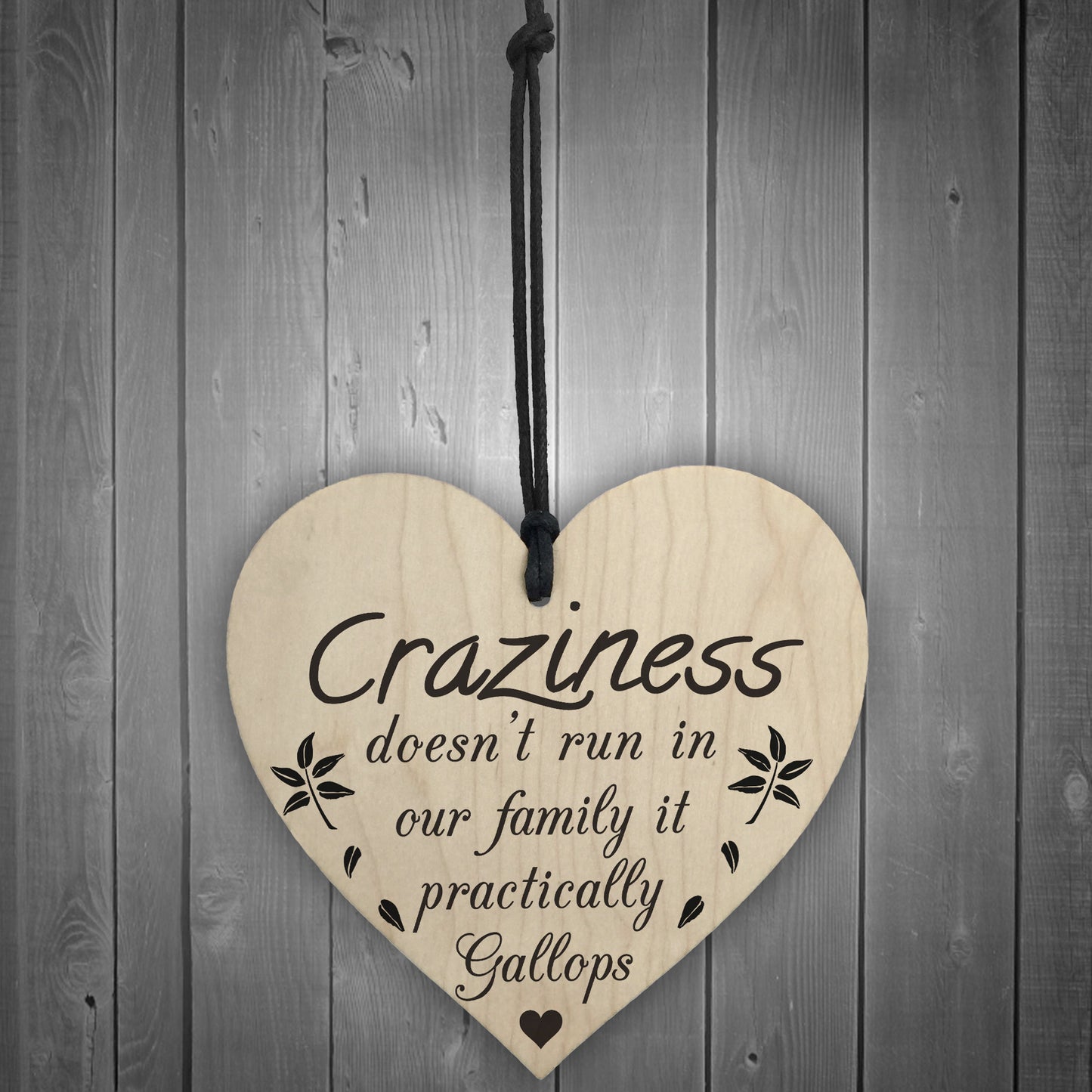Craziness Gallops In Our Family Wooden Hanging Heart