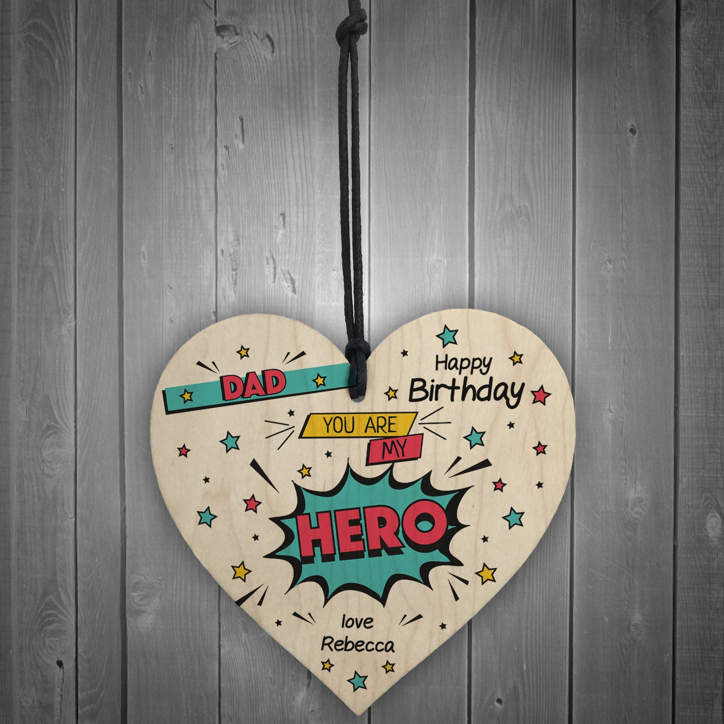 Birthday Gift For Dad Superhero Plaque Personalised Heart