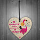 Be Yourself Hanging Wooden Heart Flamingo Party Gift For Women