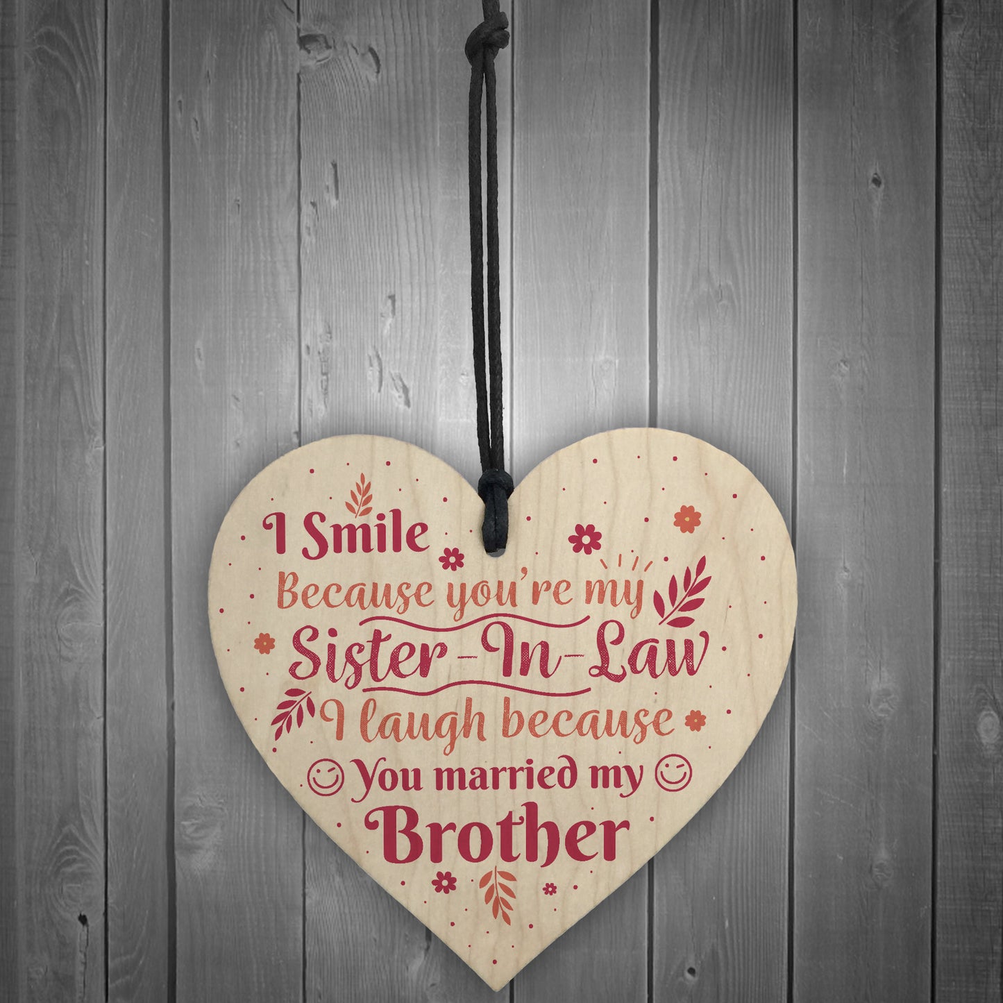 Funny Sister In Law Birthday Card Heart Plaque Keepsake Gifts