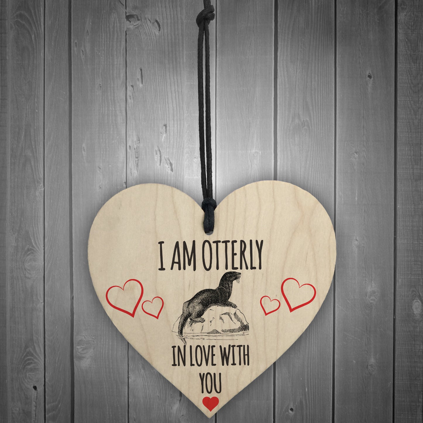 Otterly In Love With You Wooden Hanging Heart Plaque