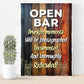 Funny OPEN BAR Sign Novelty Home Bar Pub Man Cave Sign Funny
