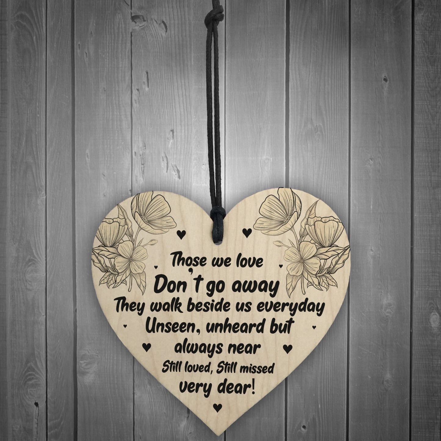 Memorial Hanging Heart Sign Bereavement Remembrance Poem Mum Dad