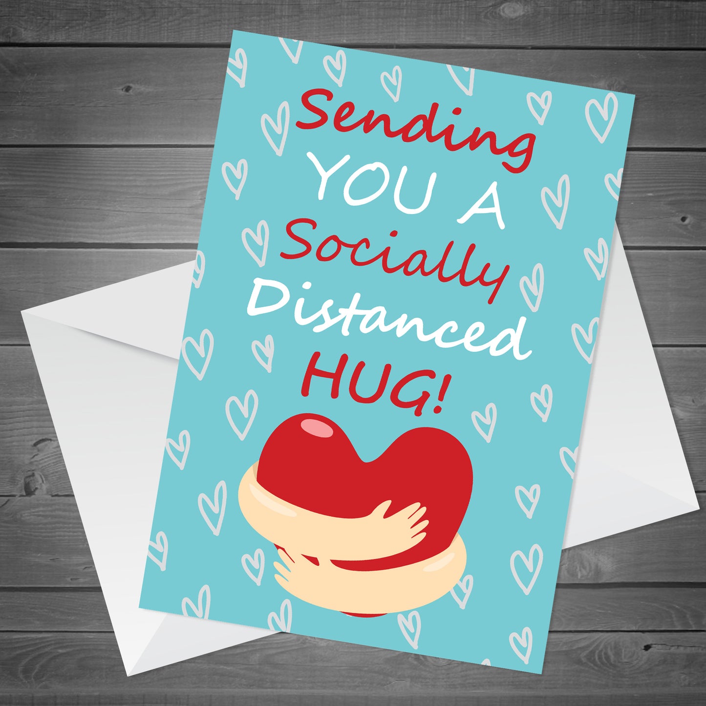 Socially Distanced Hug Card For Best Friend Nan Grandad Lockdown