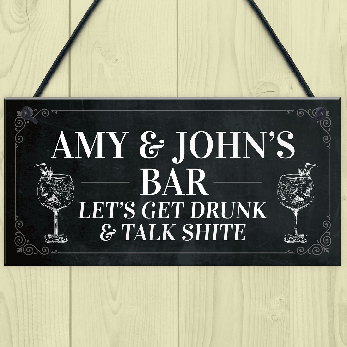 Hanging Home Bar Personalised Plaque Home Decor Man Cave Pub
