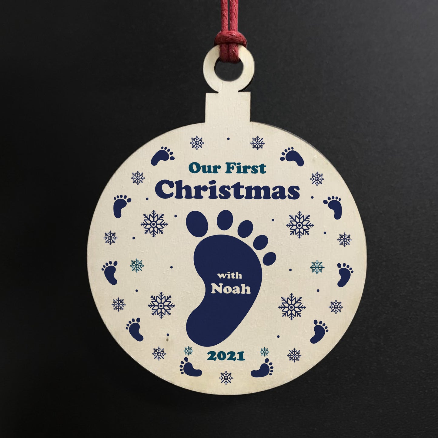 Our First Christmas With Baby Boy Personalised Christmas Bauble