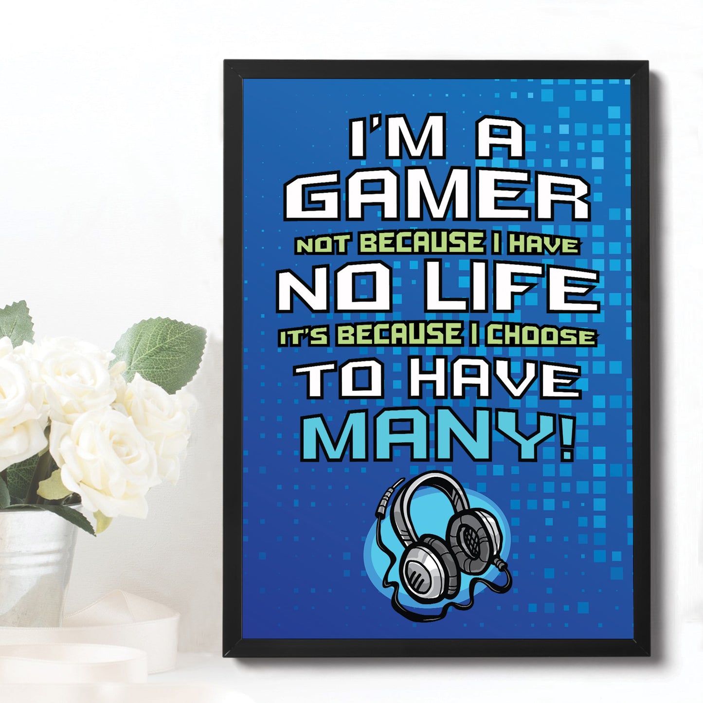 Framed Gaming Sign For Boys Bedroom Man Cave Gamer Gifts