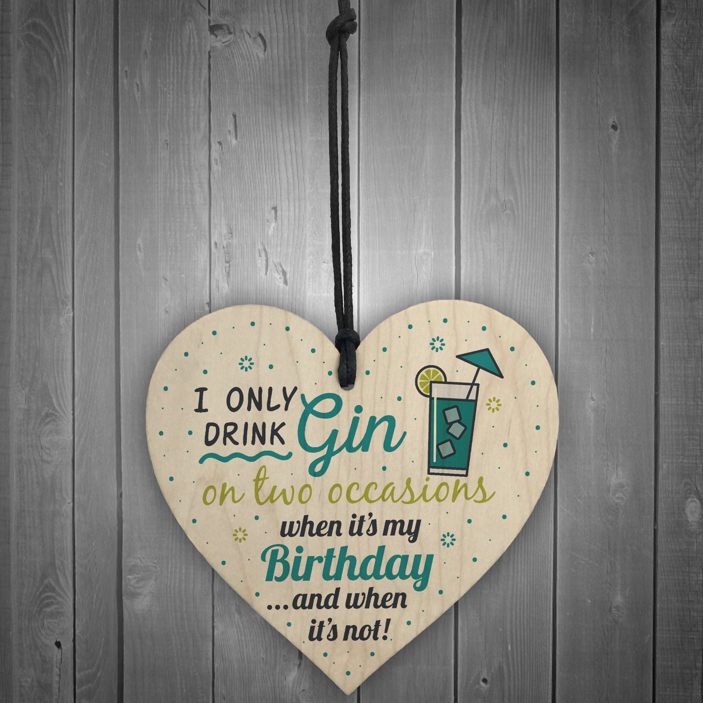 Handmade Gift For Gin Lovers Wood Heart Sign Gin Birthday Gift