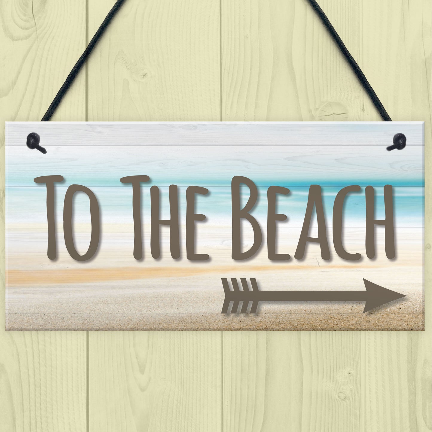 To The Beach Arrow Nautical Seaside Marine Theme Hanging Plaque