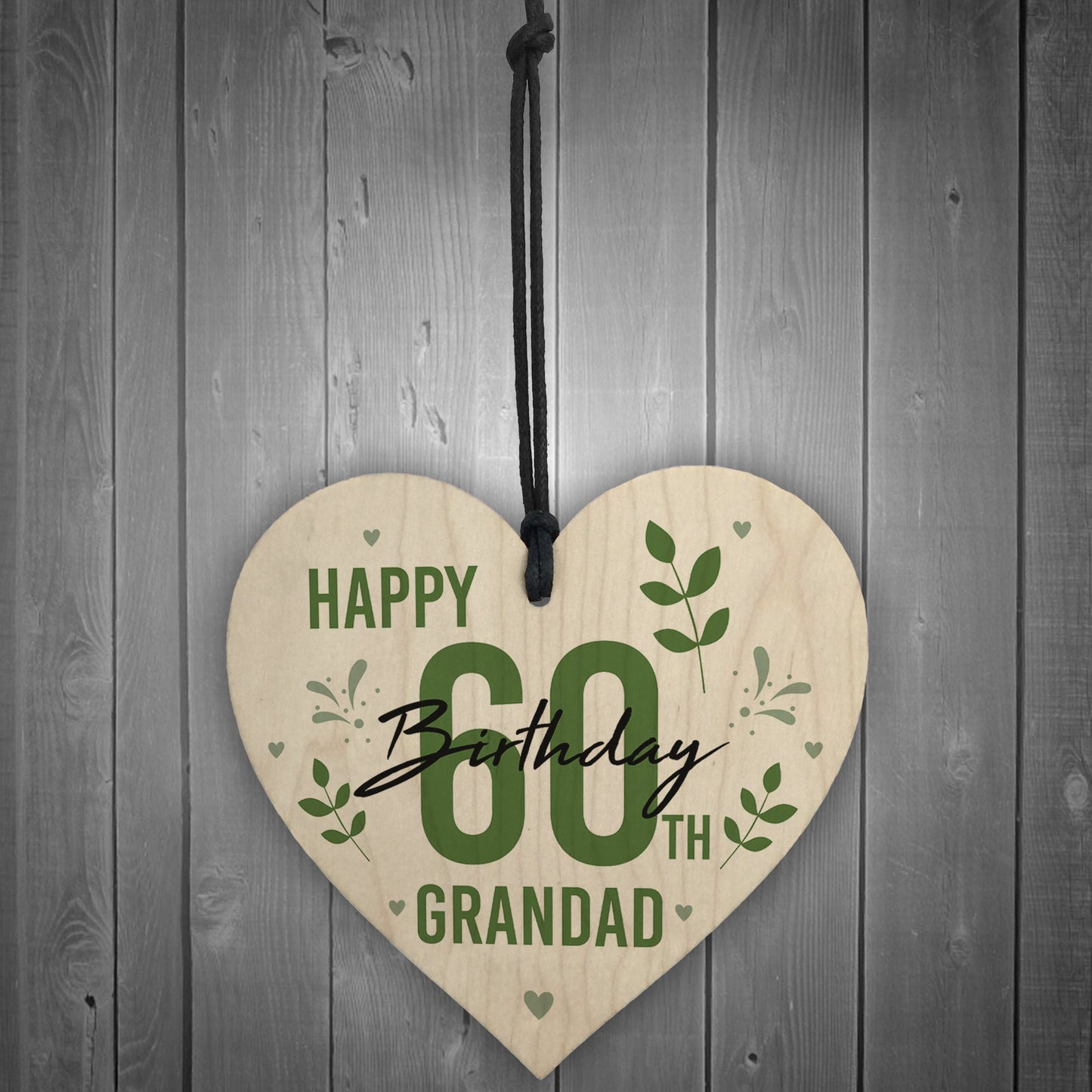 Personalised 40th 50th 60th Birthday Gift For Grandad Wood Heart