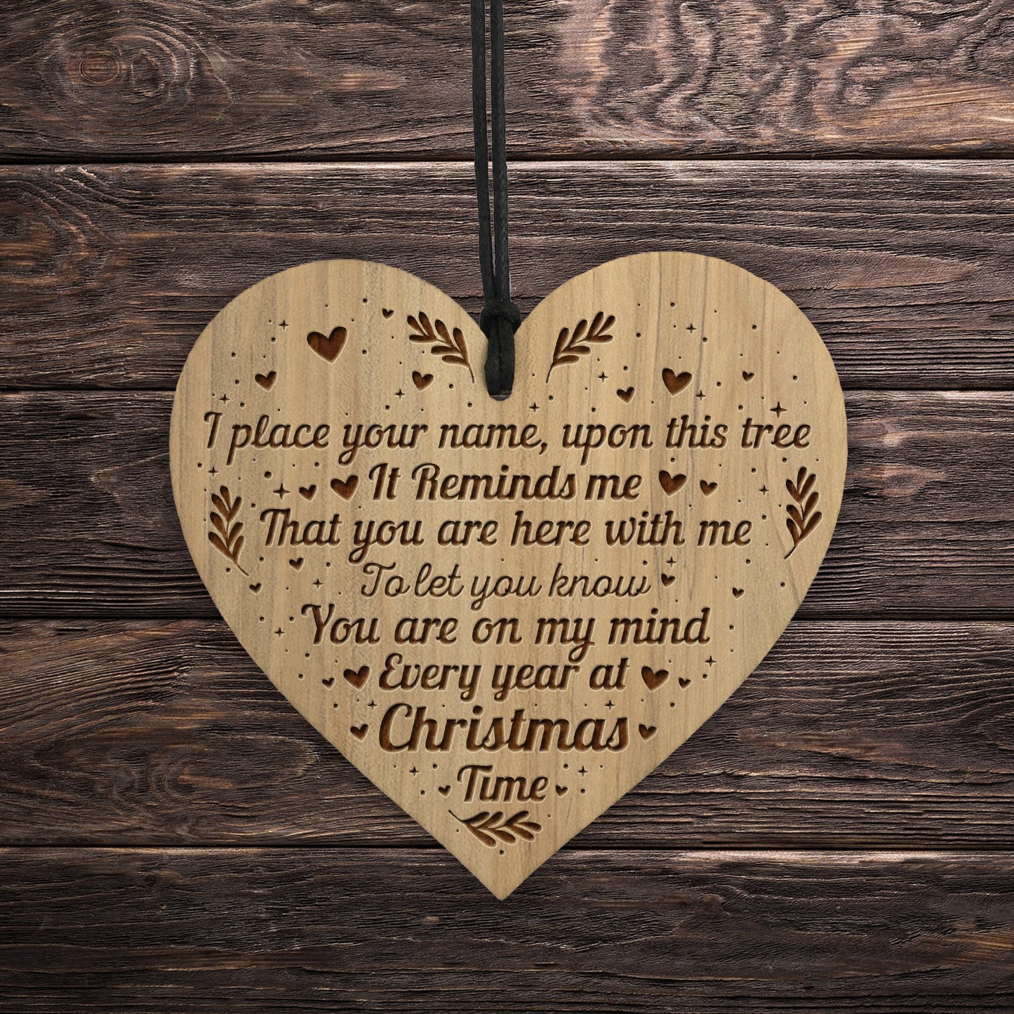 Wood Engraved Christmas Tree Decoration Hanging Bauble Family
