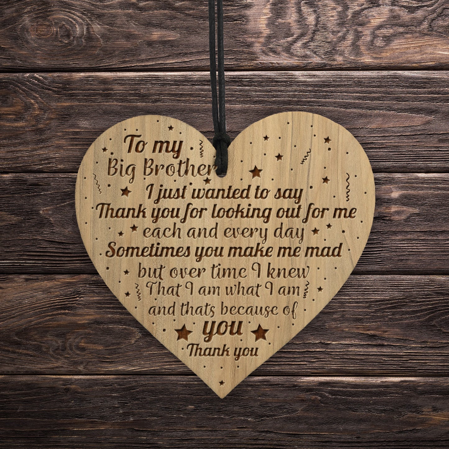 Funny Brother Gift For Birthday Christmas Engraved Heart