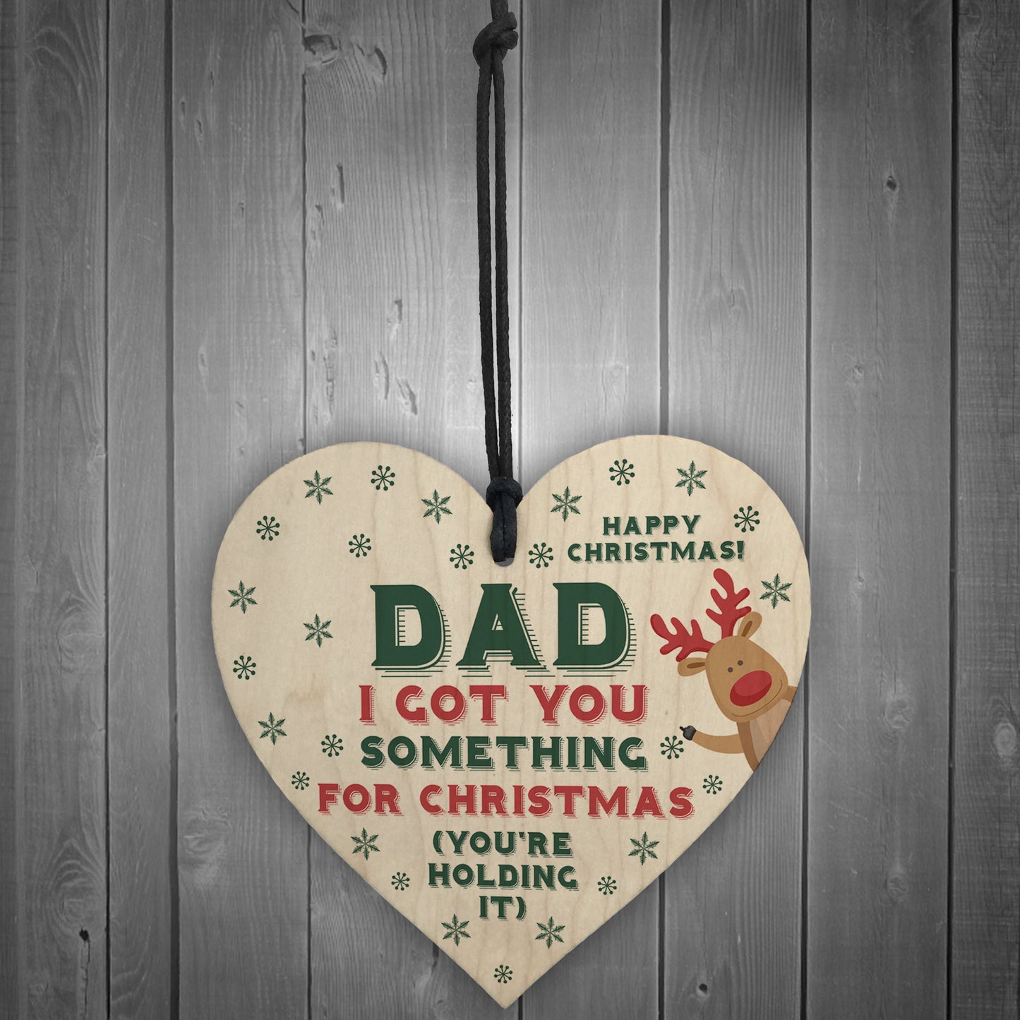 Funny Christmas Gift For Dad Wooden Heart Novelty Joke Gift