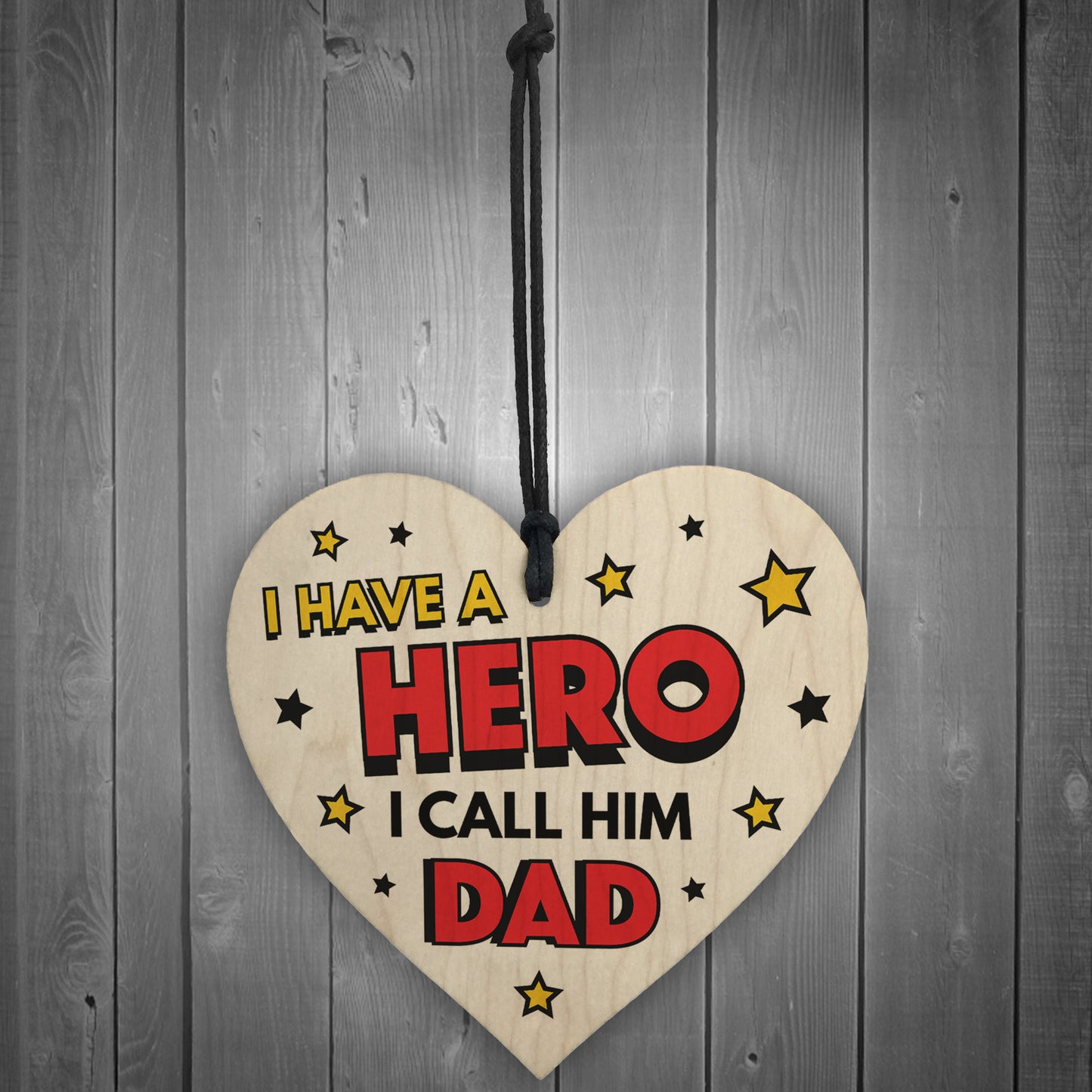 Dad Gifts For Fathers Day Birthday Wood Heart Superhero Theme