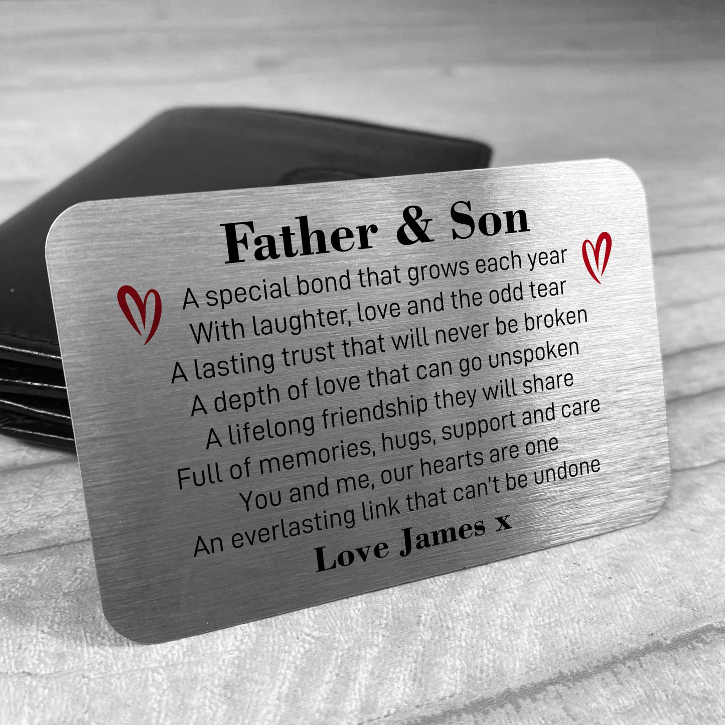 Father & Son Dad Metal Wallet Card Keepsake From Son