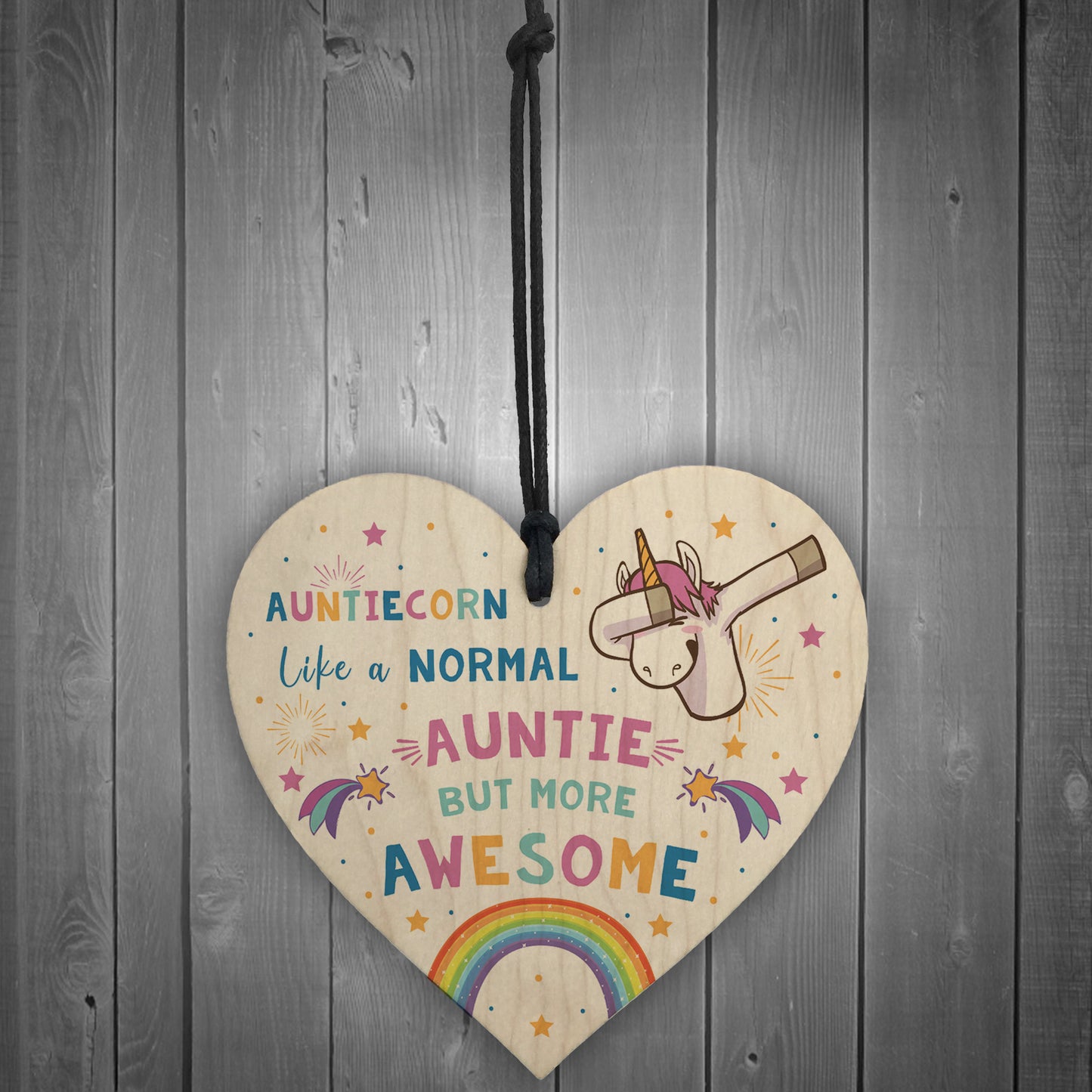 Auntiecorn Wood Heart Unicorn Gift For Auntie Birthday Christmas