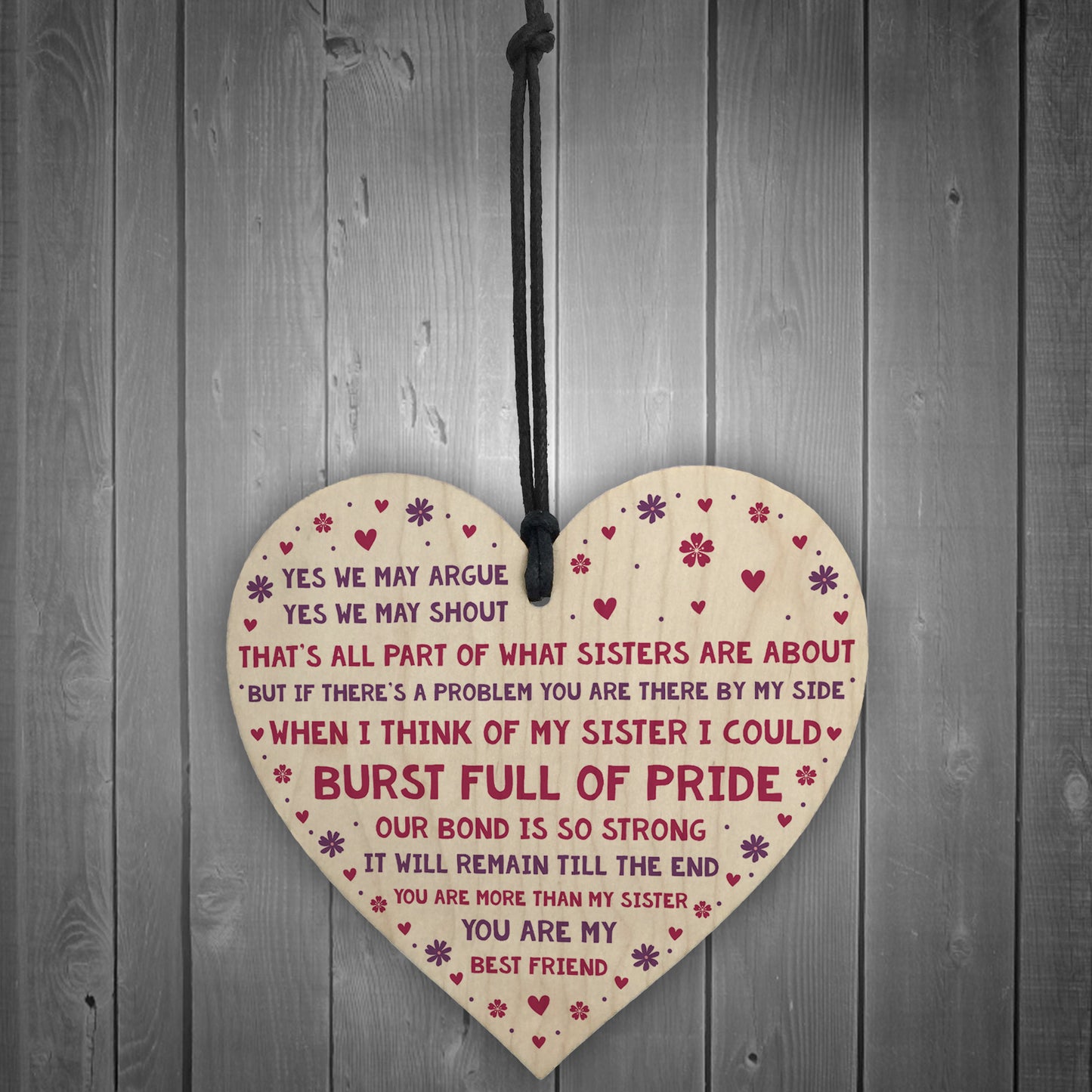 Sister Gifts Handmade Fun Sister Plaque Wood Heart Keepsake