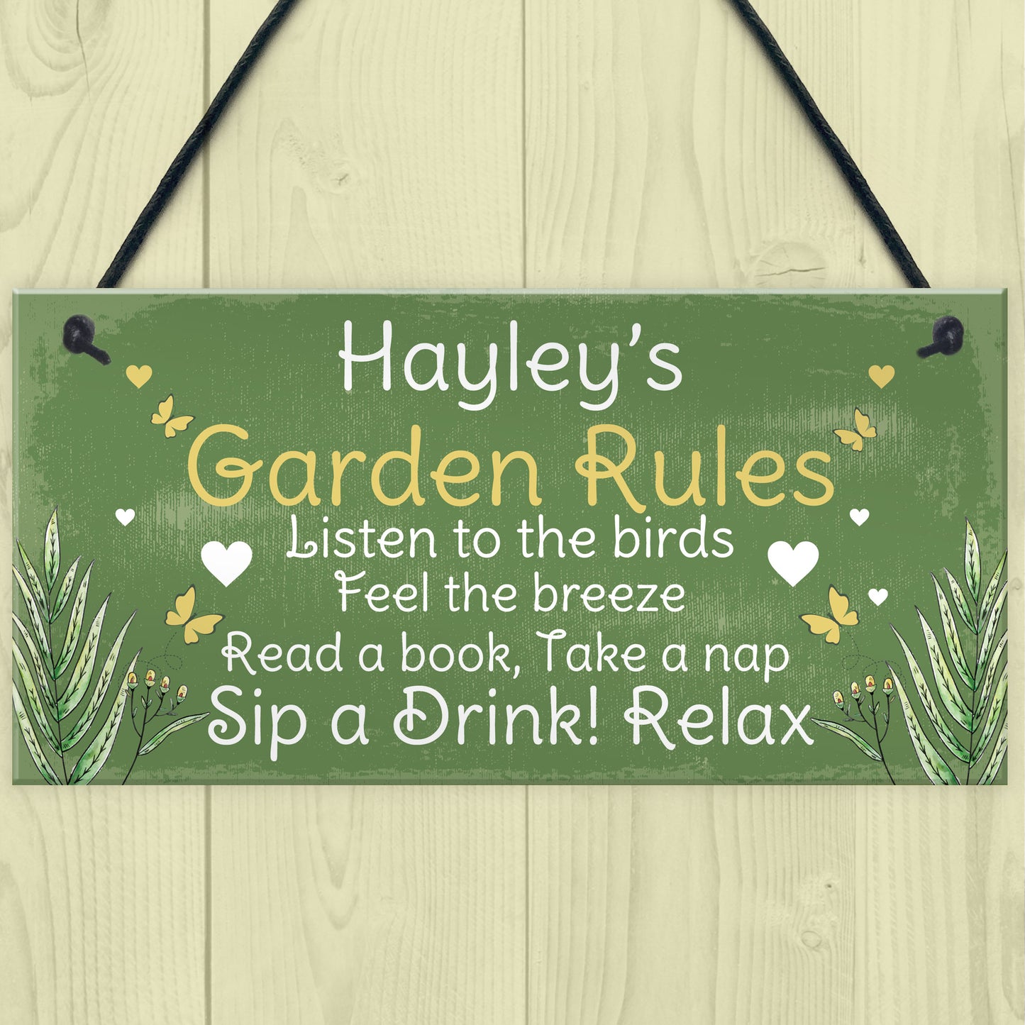 PERSONALISED Garden Sign Garden Rules Plaque Summer House Sign