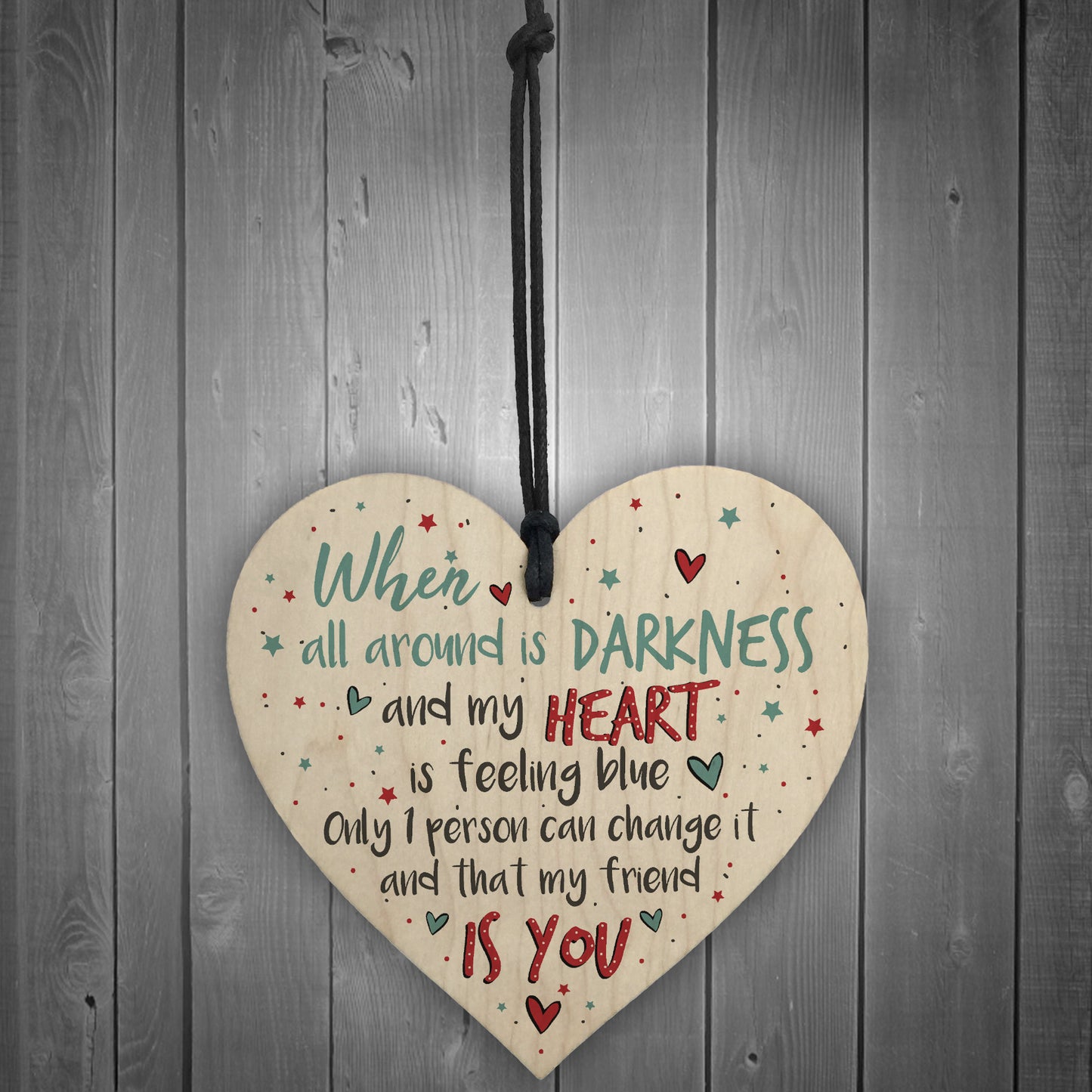 Friendship Thank You Gift Handmade Wood Heart Sign Chic Plaque