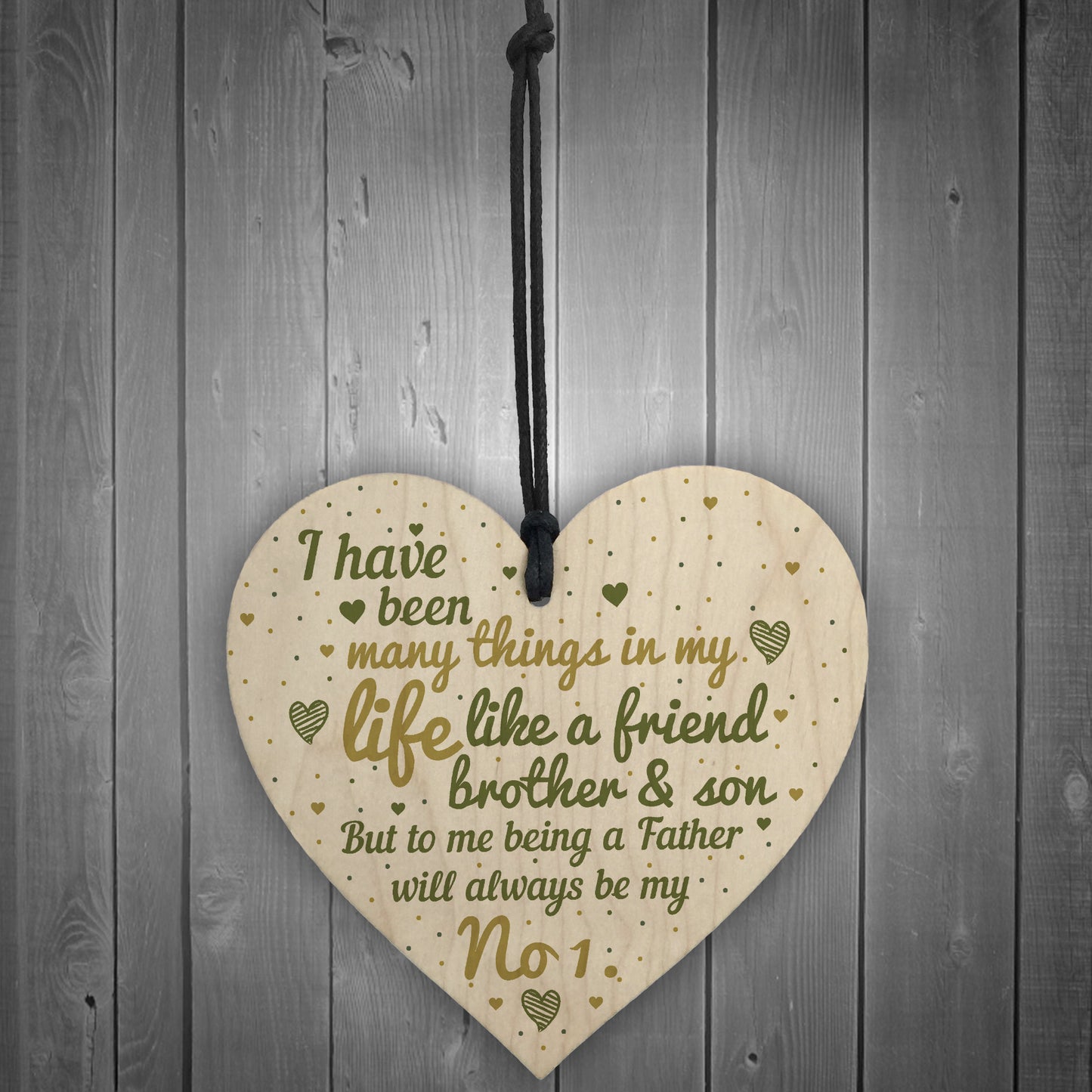 Dad Daddy Father Son Friendship Gift Wooden Heart Chic Plaque