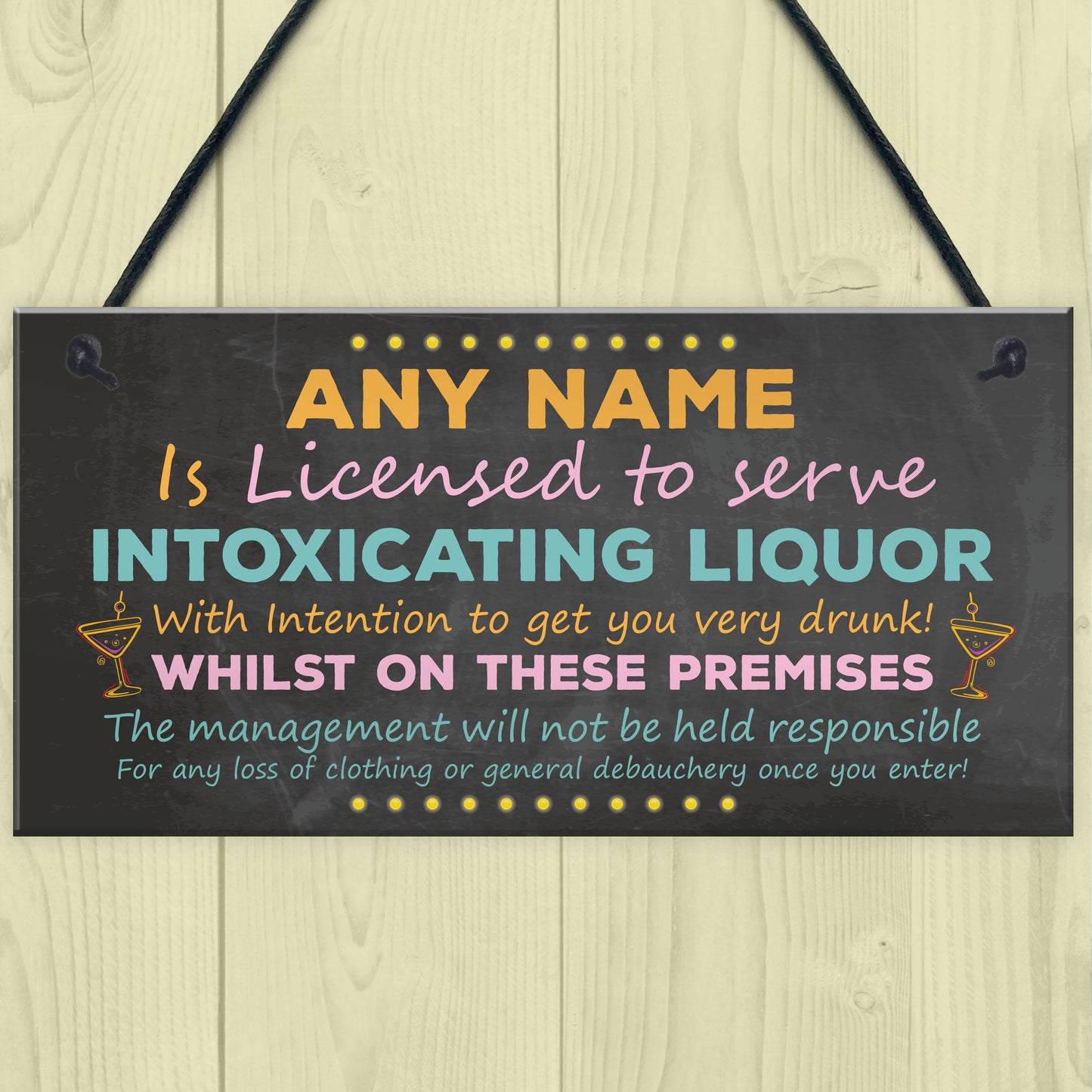 Personalised Pub Bar Shed Licensee Sign Man Cave Shed BBQ Sign