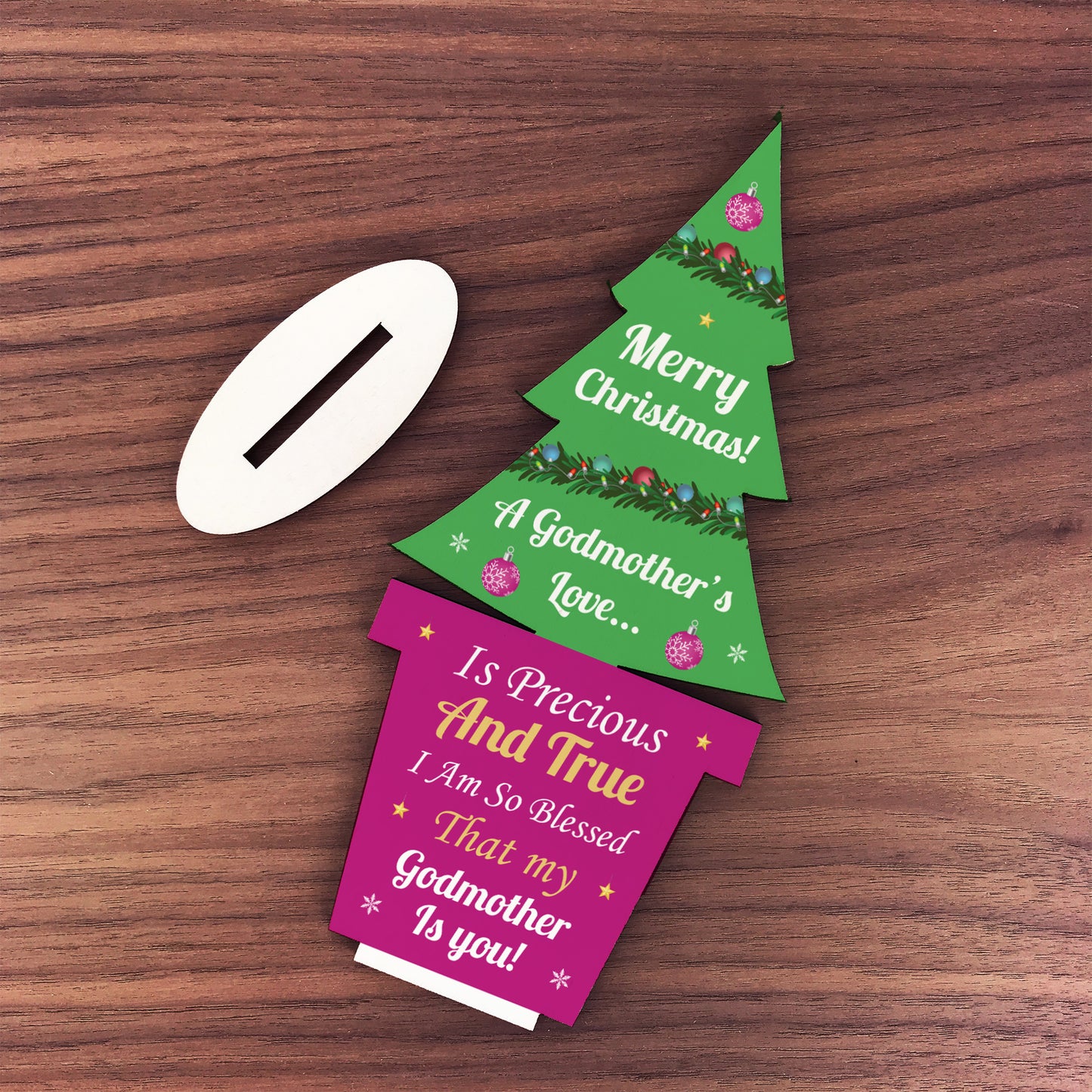 Christmas Godmother Gift Wood Christmas Tree Decoration