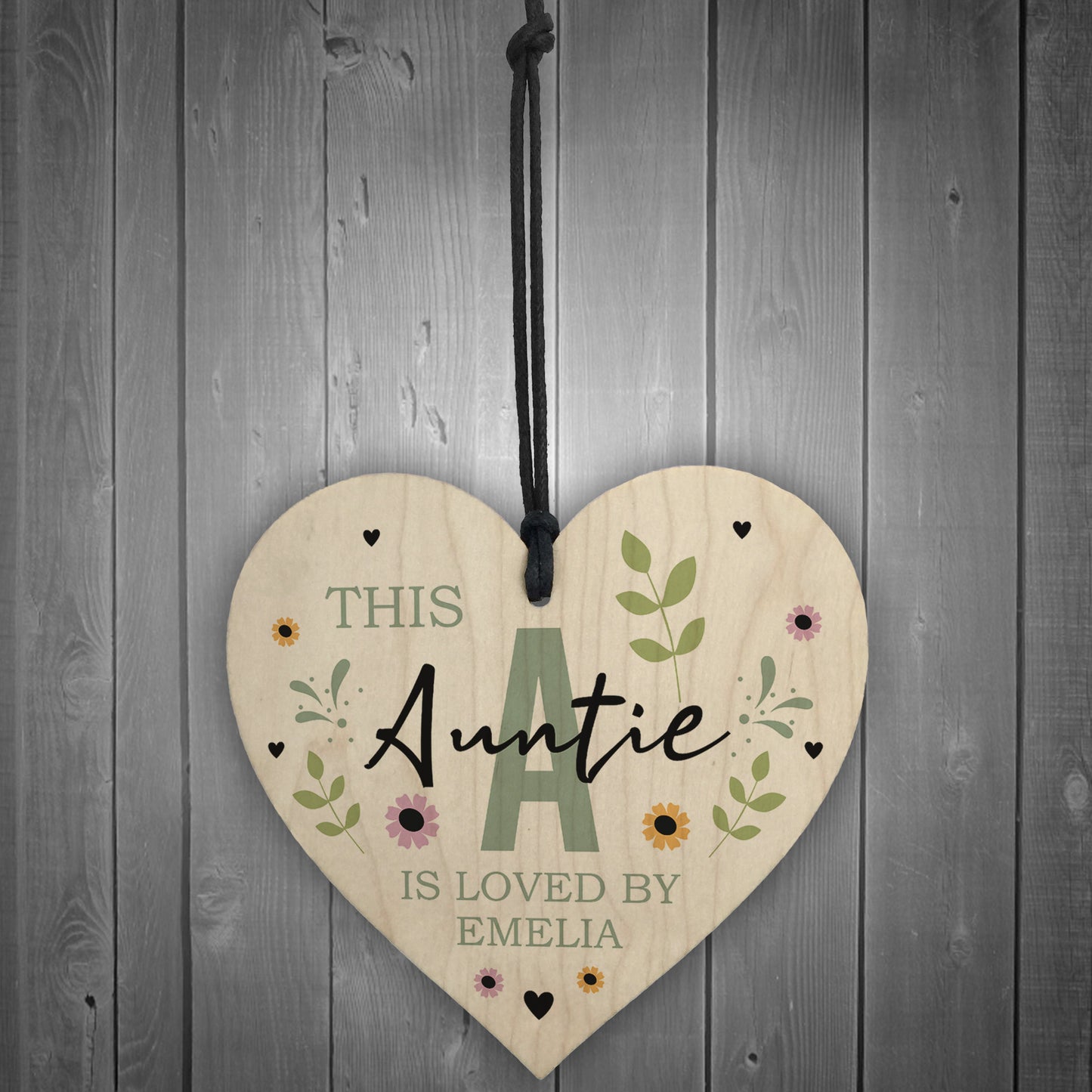 Personalised Mothers Day Birthday Gift For Auntie Wood Heart