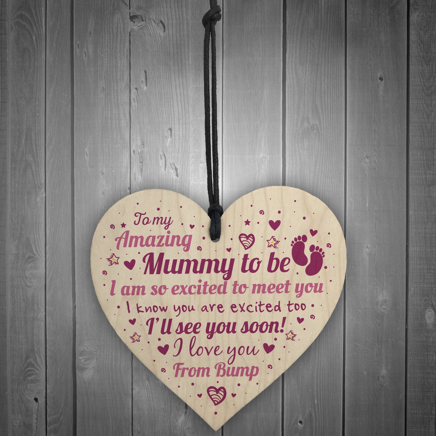 Mum Mummy To Be Gift Funny Novelty Wood Heart Baby Shower Gift