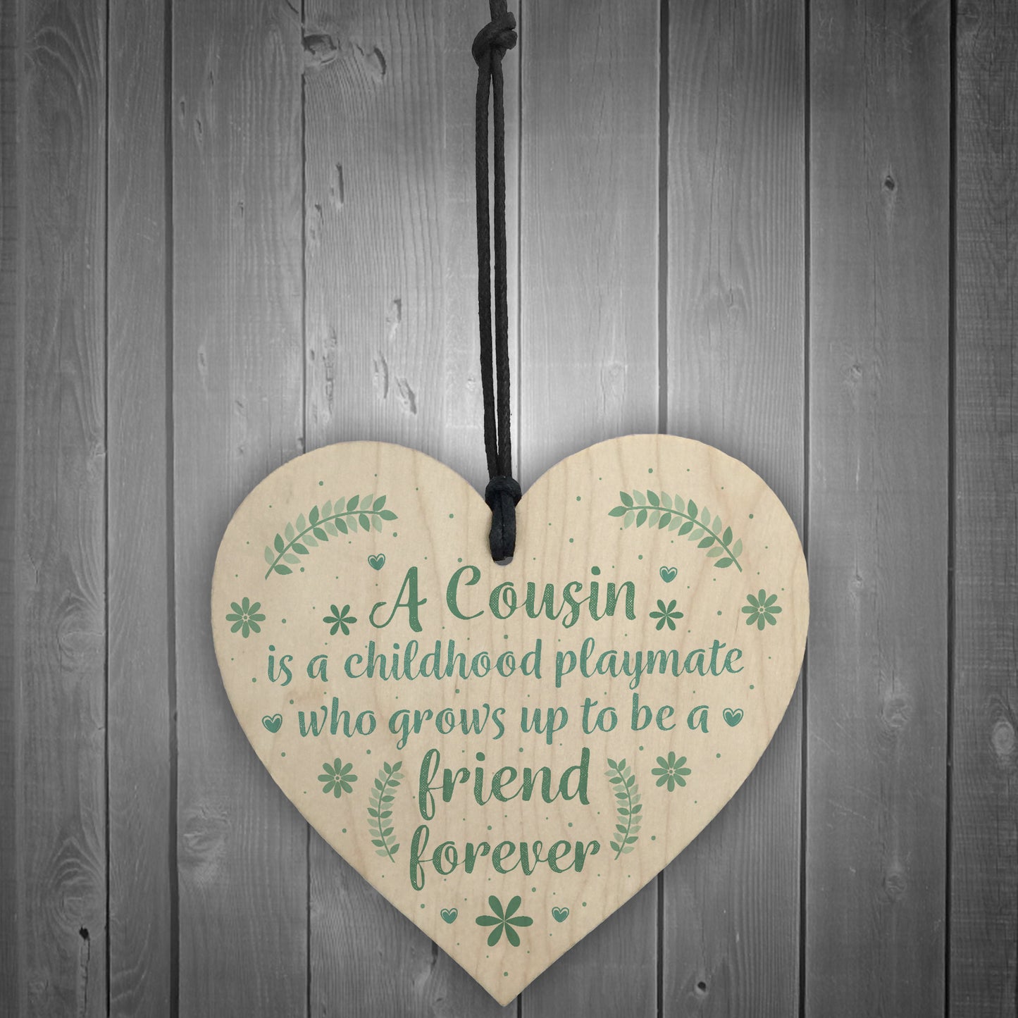 Cousin Friendship Gift Wooden Heart Plaque Keepsake Birthday