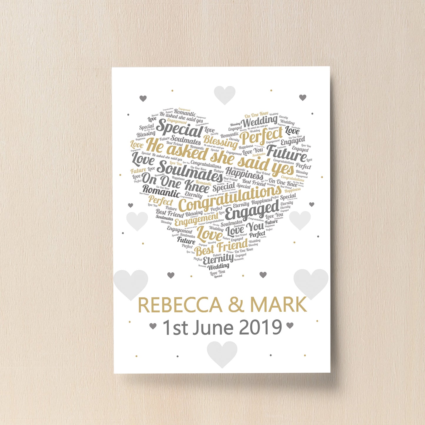 Engagement Gift Personalised Keepsake Print Engagement Present