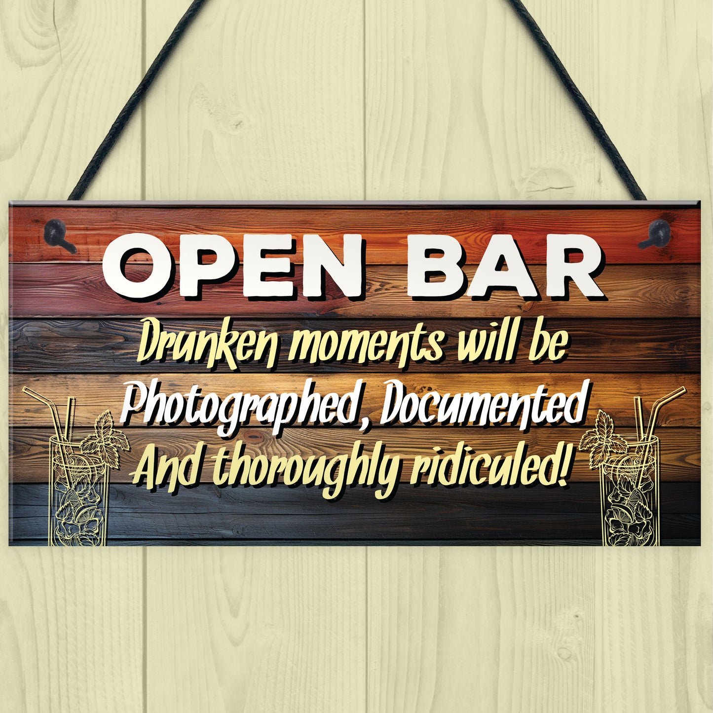 OPEN BAR Sign Novelty Home Bar Sign Pub Man Cave Sign Funny