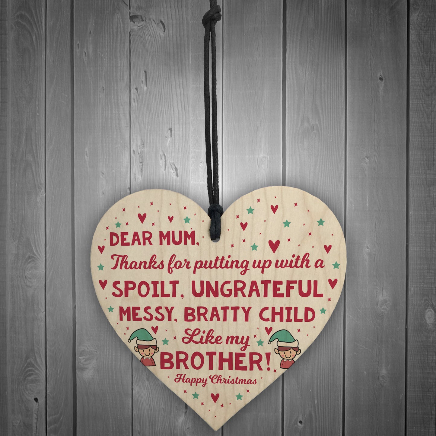 Funny Mum Gift For Christmas From Sister Brother Wooden Heart