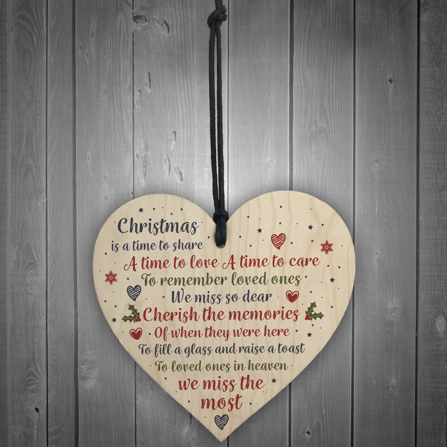 Christmas Tree Decoration Memorial Wooden Heart Plaque Gifts