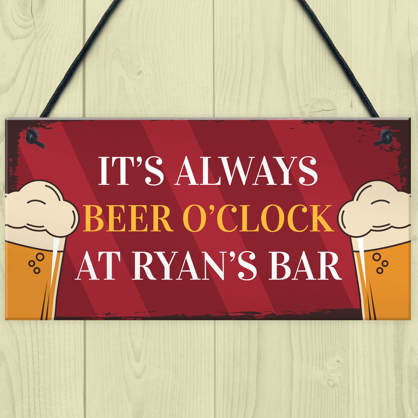 Personalised Beer O Clock Novelty Home Bar Man Cave Sign Beer
