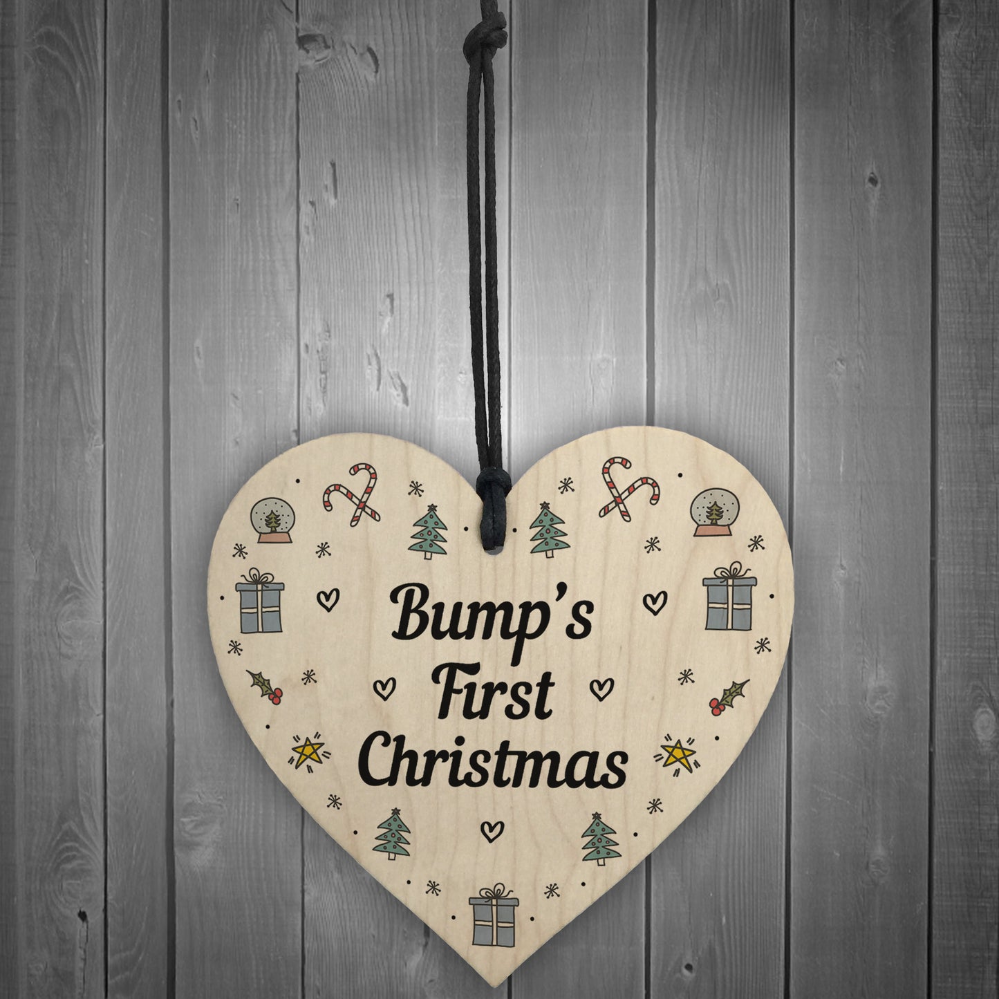 Handmade Bumps First Christmas Wood Heart Babys 1st Christmas