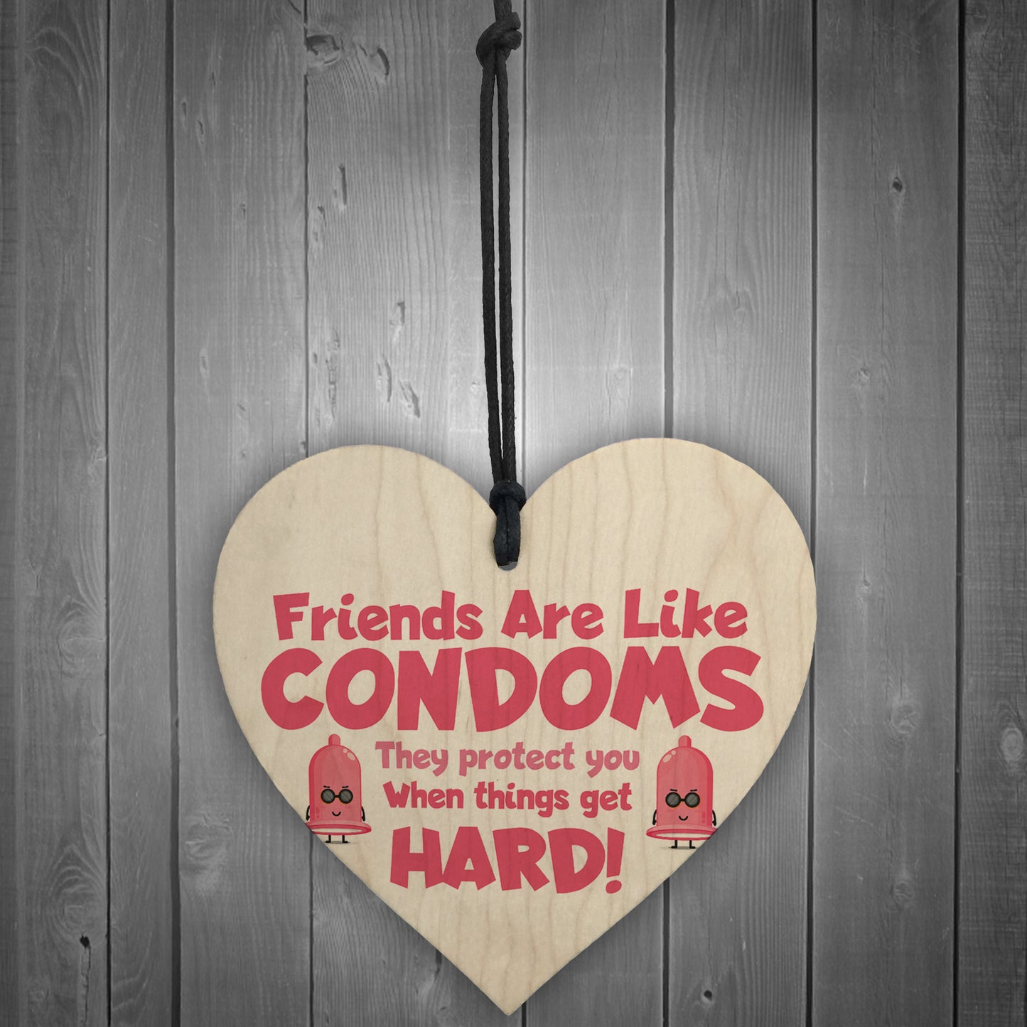 Best Friend Sign Funny Rude Friendship Gift Wood Heart Friend
