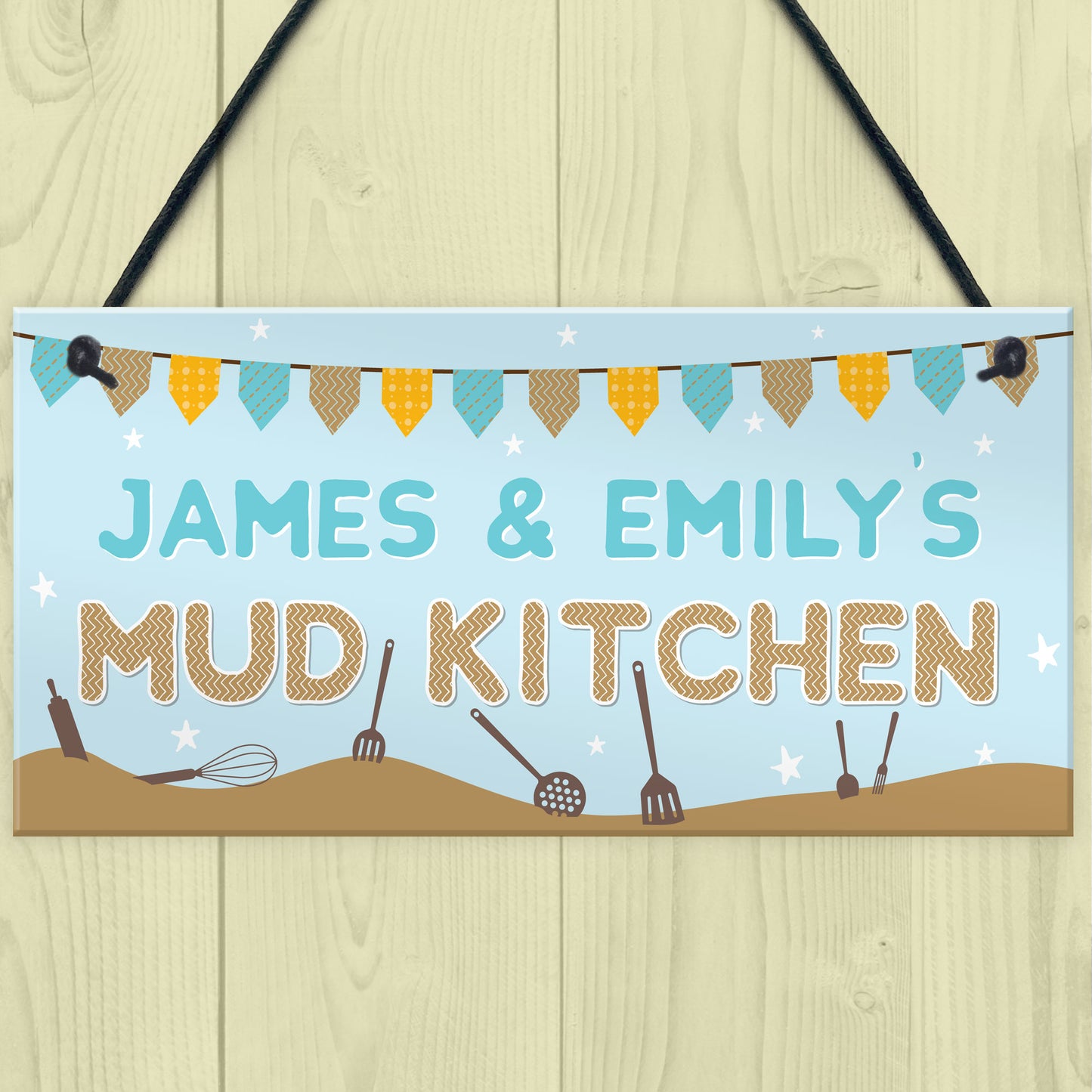 Personalised Mud Kitchen Sign Garden Outdoor Hanging Plaque