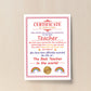 Teacher Gifts Thank You Gift For Him Her A4 Certificate Leaving