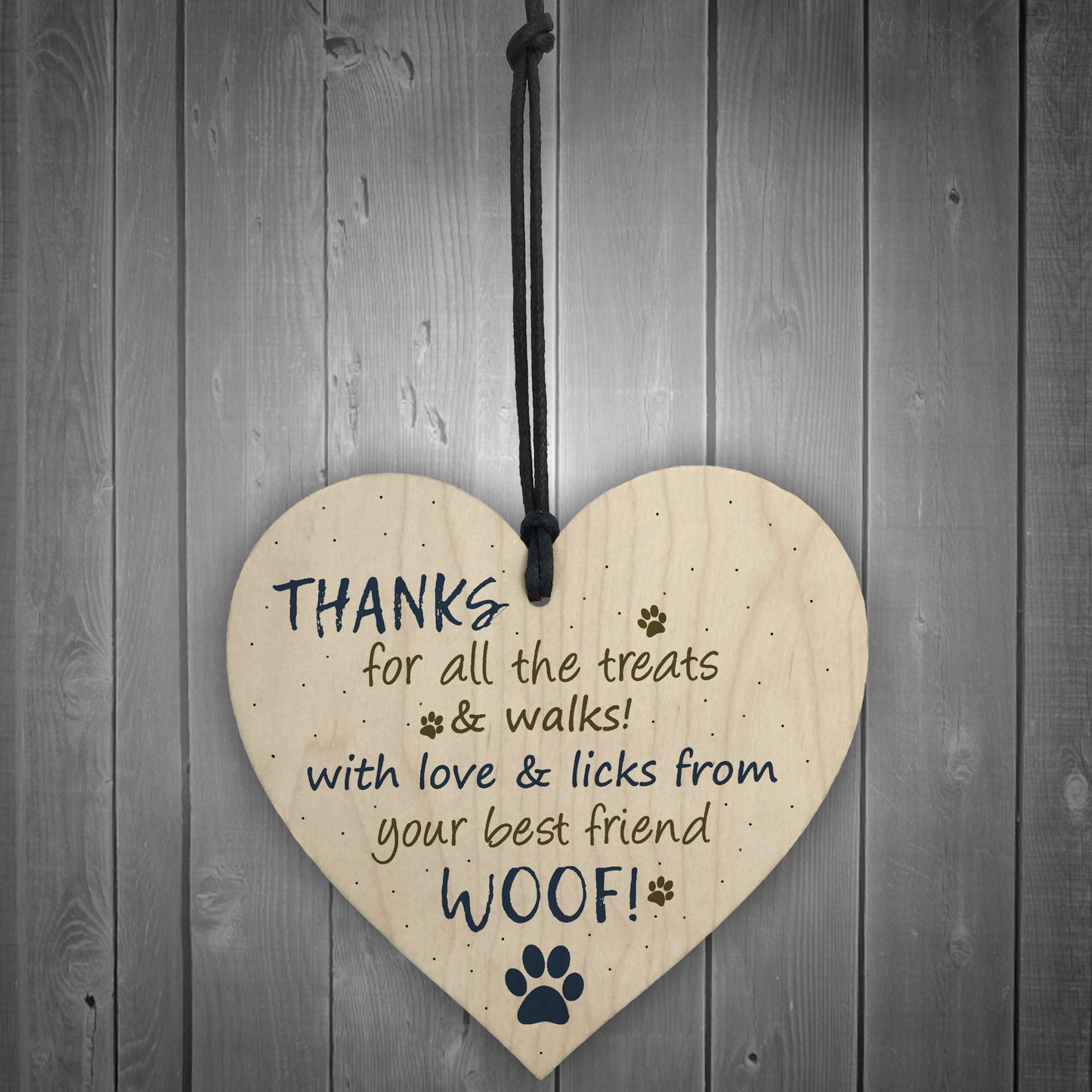 Handmade Wooden Heart Plaque Gifts For Dad Mum Dog Keepsake