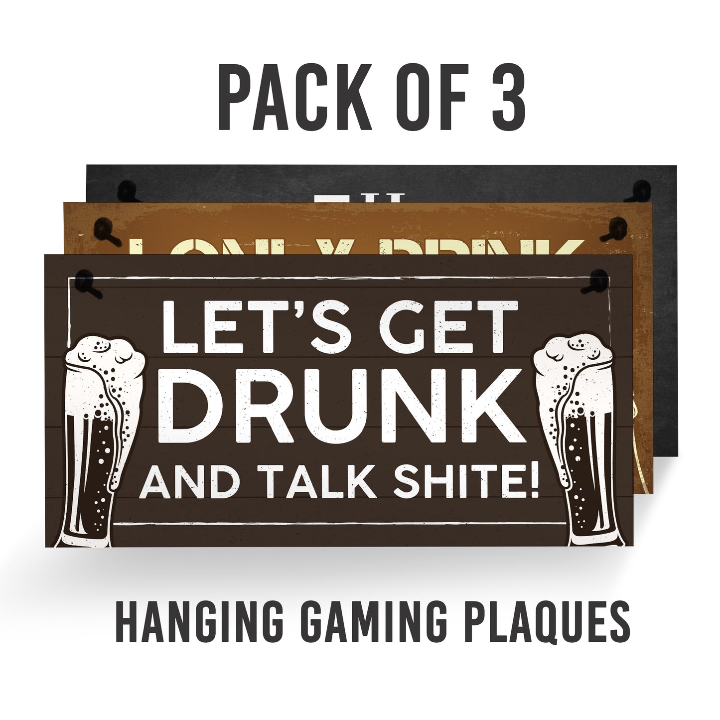 Funny PACK OF 3 Alcohol Signs For Home Garden Bar Man Cave