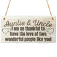 Auntie Uncle Thank You Wooden Hanging Plaque Gift Sign